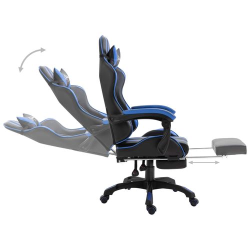 Igraća stolica od umjetne kože s osloncem za noge plava slika 11