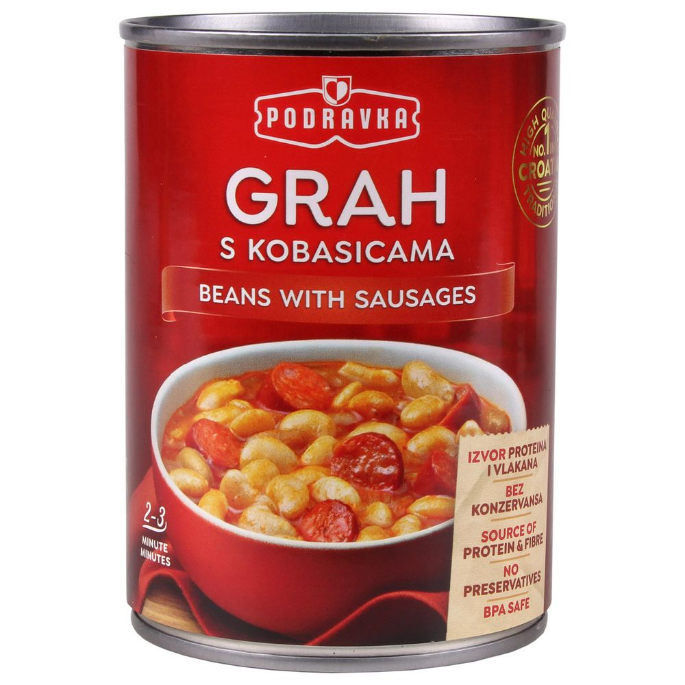 Podravka Grah s ljutom goveđom kobasicom 400g slika 1