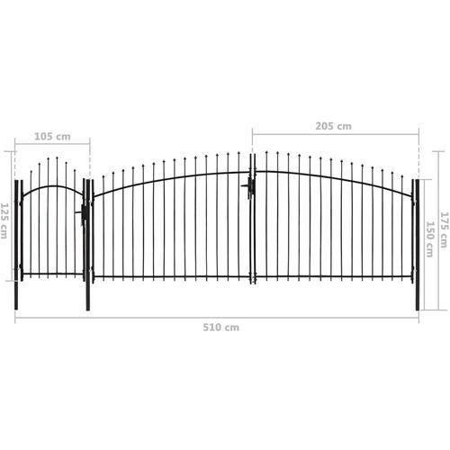 Vrtna vrata za ogradu čelična 1,75 x 5 m crna slika 18
