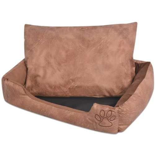 Krevet za pse s jastukom PU umjetna koža veličina L Bež slika 6