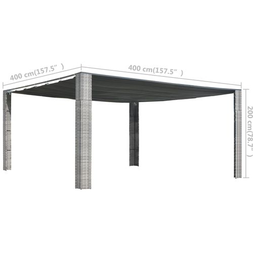 Sjenica s pomičnim krovom od poliratana 400 x 400 x 200 cm siva i antracit slika 13