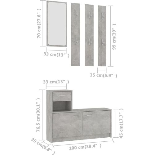 Set za hodnik siva boja betona 100 x 25 x 76,5 cm od iverice slika 27