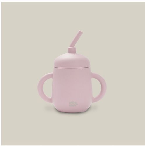 InterBaby silikonska čaša za malu djecu sa slamkom Dark Pink slika 1