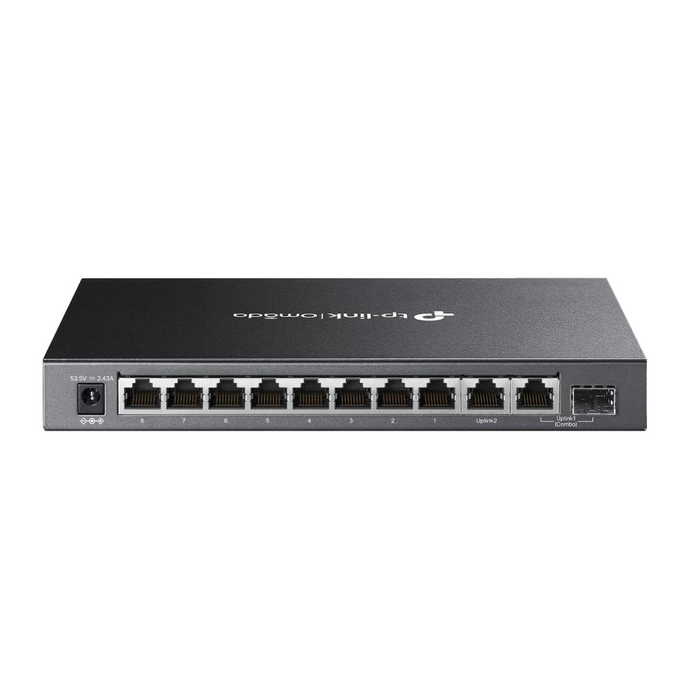 Omada 10-Port Gigabit Desktop Switch with 8-Port PoE+ 8× Gigabit PoE+ Ports, 2x Gigabit Non-PoE Ports, 1× Combo Gigabit SFP Slot 802.3at/af, 123 W PoE Power, Desktop Steel Case Extend Mode for 250m PoE Transmitting, Priority Mode for Port1-2, slika 2