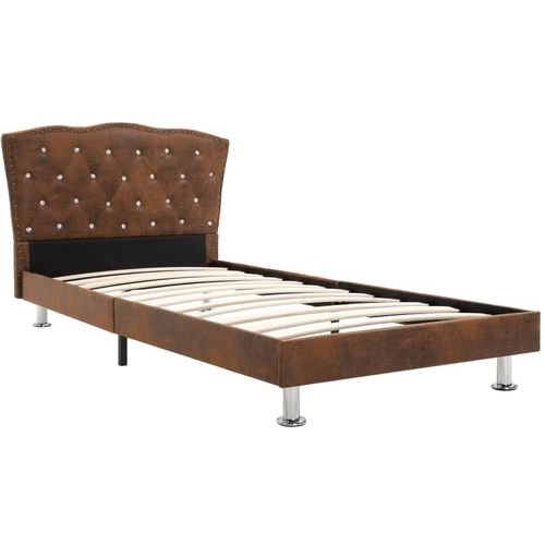 280542 Bed Frame Brown Faux Suede Leather 90x200 cm slika 3