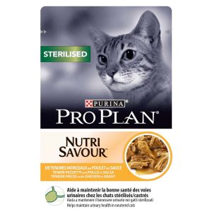 Purina® Pro Plan® Hrana za mačke nježni komadići s piletinom u umaku, Sterilised Nutrisavour 85g