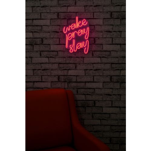 Wallity Ukrasna plastična LED rasvjeta, Wake Pray Slay - Pink slika 11