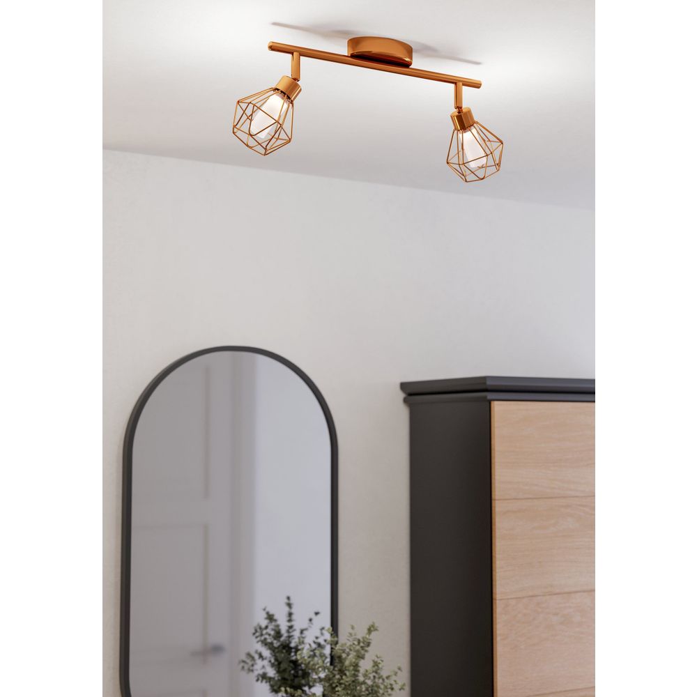 Eglo Zapata reflektor/2, led, g9, 2x2,5w, 2x360lm, bakar/čelik/bijelo staklo  slika 2