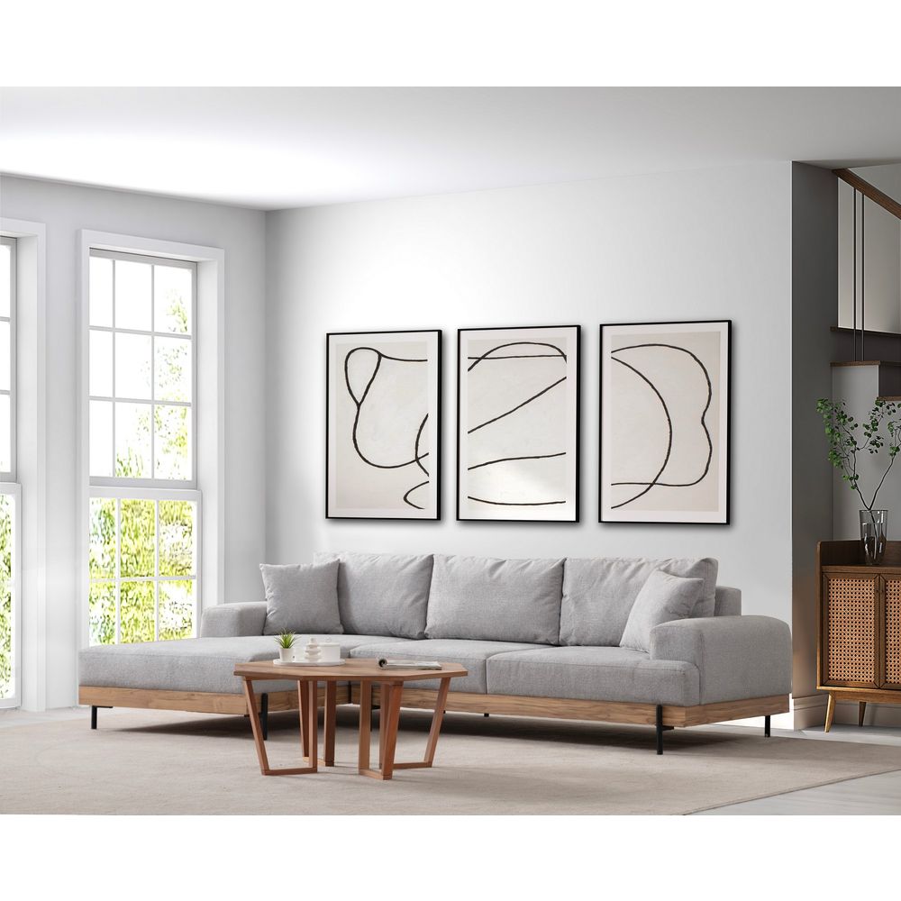 Eti Oak Left - Sivi Ugaoni Sofa slika 2