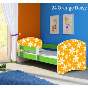 Dječji krevet ACMA s motivom, bočna zelena 180x80 cm 24-orange-daisy
