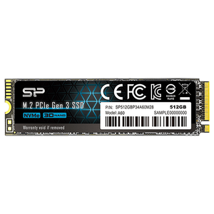 Silicon Power SP512GBP34A60M28 M.2 NVMe 512GB, 2280, PCIe Gen 3x4, A60, Read up to 2,200 MB/s, Write up to 1,600 MB/s (single sided)