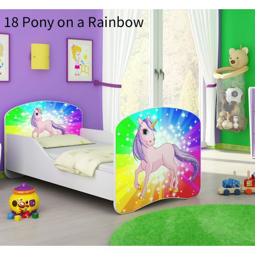 Dječji krevet ACMA s motivom 160x80 cm 18-pony-on-a-rainbow slika 1
