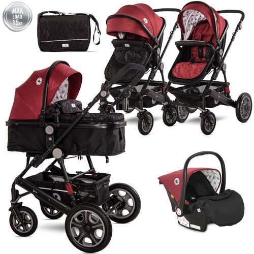 LORELLI LORA Red Elephants Kolica 3u1: Košara + Autosjedalica + Zimska Navlaka (0mj+) - (do 15kg/96cm)  slika 1