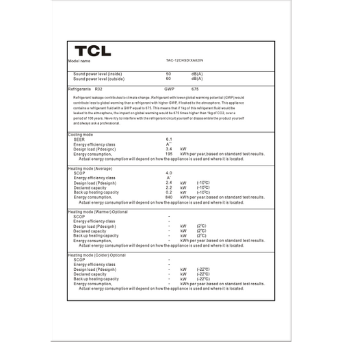 TCL klima uređaj Nordic Inverter 3,4kW - TAC-12CHSD/XA82I slika 5
