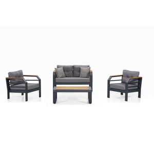 Assento 2+1+1+S - Sivi, Crni Sivi Crni Vrtni Lounge Set
