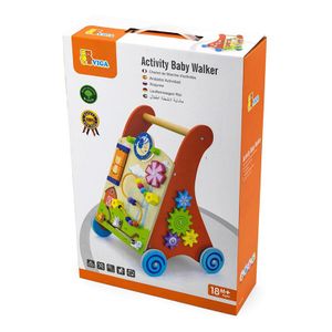 Viga Drvena guralica Activity Baby Walker, Crvena