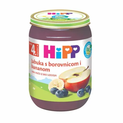 Hipp kašica jabuka sa borovnicom i bananom 190g 4M+ slika 1