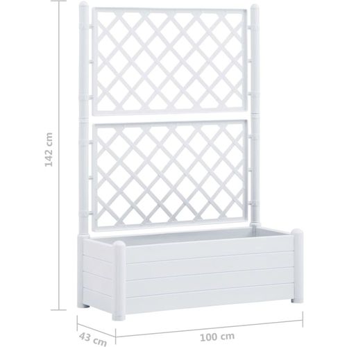 Vrtna sadilica s rešetkom 100 x 43 x 142 cm PP bijela *Oštećena ambalaža/Izložbeni primjerak slika 2