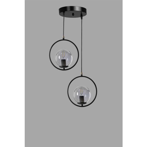 Ring 2 Li Tepsili Füme Camlı Siyah Sarkıt Black Chandelier slika 2