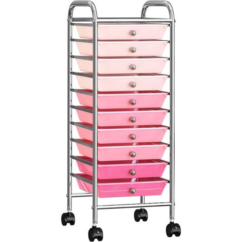 Pokretna kolica za pohranu s 10 ladica ombre roza plastična slika 23