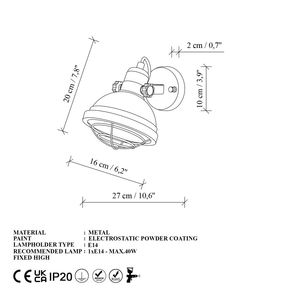 Zidna Lampa Spoly - 13803, boje: Crna slika 8