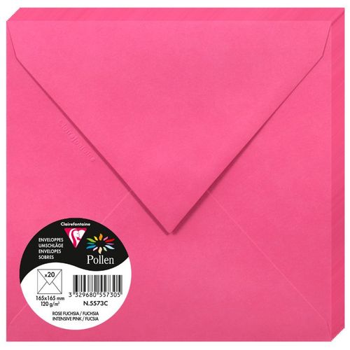 Clairefontaine kuverte Pollen 165x165mm 120gr intensive pink 1/20 slika 1