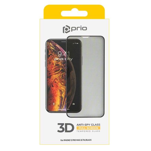 Prio 3D Anti-Spy kaljeno staklo za iPhone 12 Pro Max crno slika 2