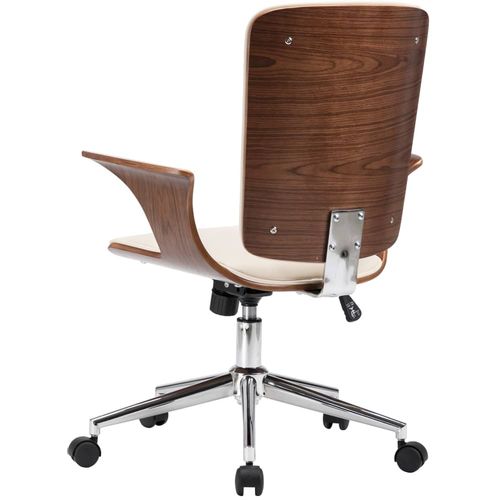 Okretna uredska stolica od umjetne kože i savijenog drva krem slika 19