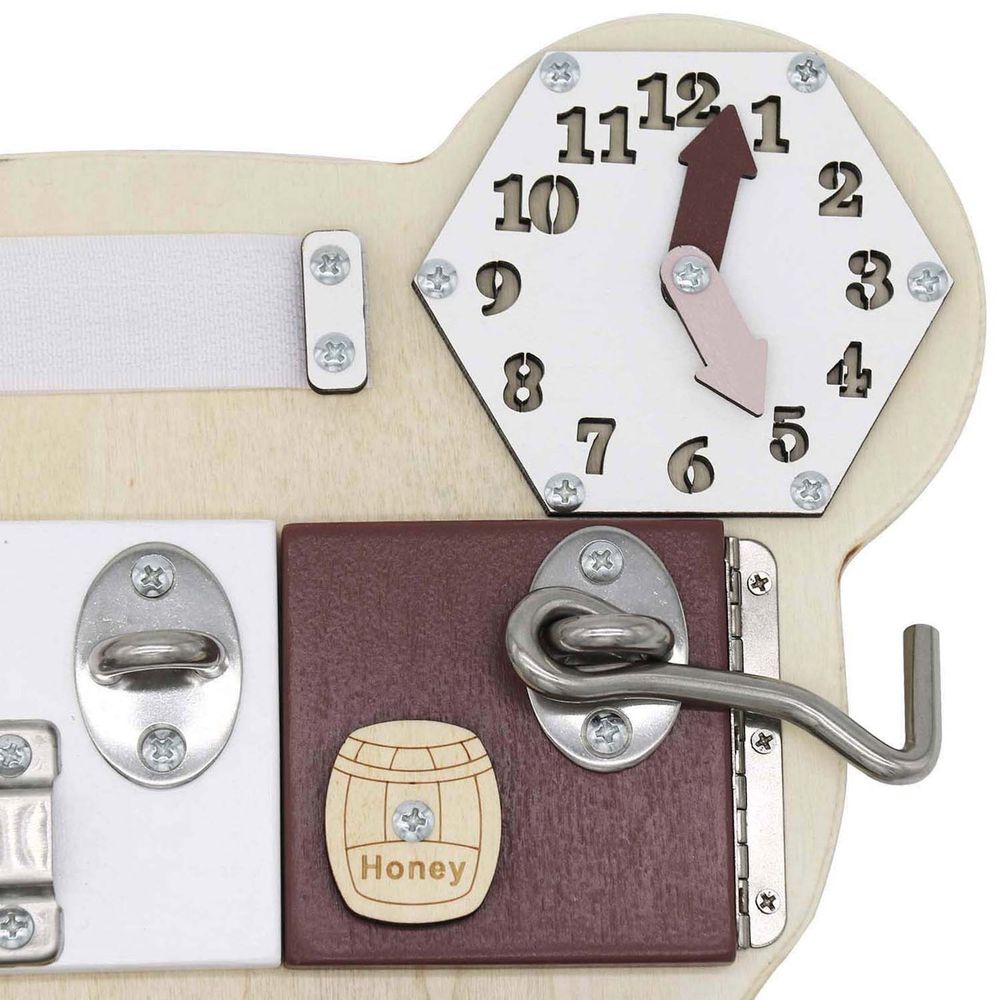 Kinder Home Drvena Montessori ploča Busy Board Bear 30x39cm slika 4
