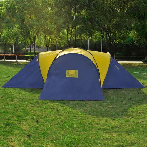 Šator za kampiranje od tkanine za 9 osoba plavo-žuti slika 12