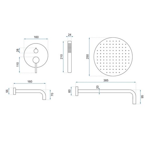 Podžbukna kada i tuš set Rea Lungo Copper Brush + BOX slika 9