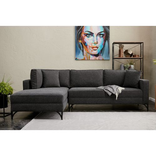 Atelier Del Sofa Kutna garnitura, Antracit Crno, Berlin Left - Anthracite, Black slika 1