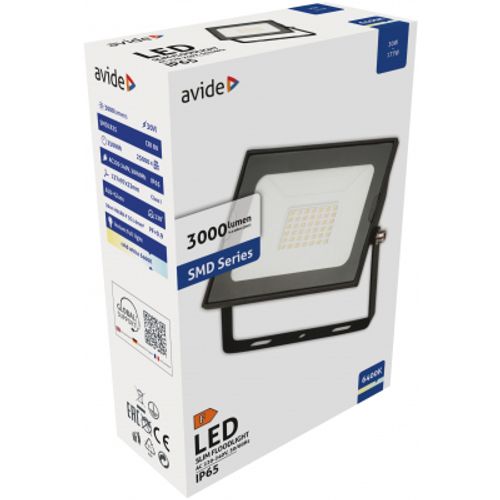 Avide reflektor Slim LED SMD 2270lm 6K  IP65 30W crni slika 3