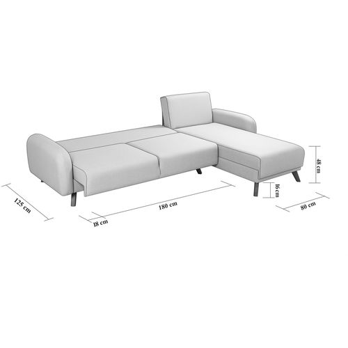 Hera 1 Ugao - Sivi Kutni Sofa-Krevet slika 14