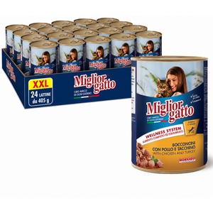 Miglior hrana za mačke u limenci, Piletina i Puretina, 24x405 g, XXL