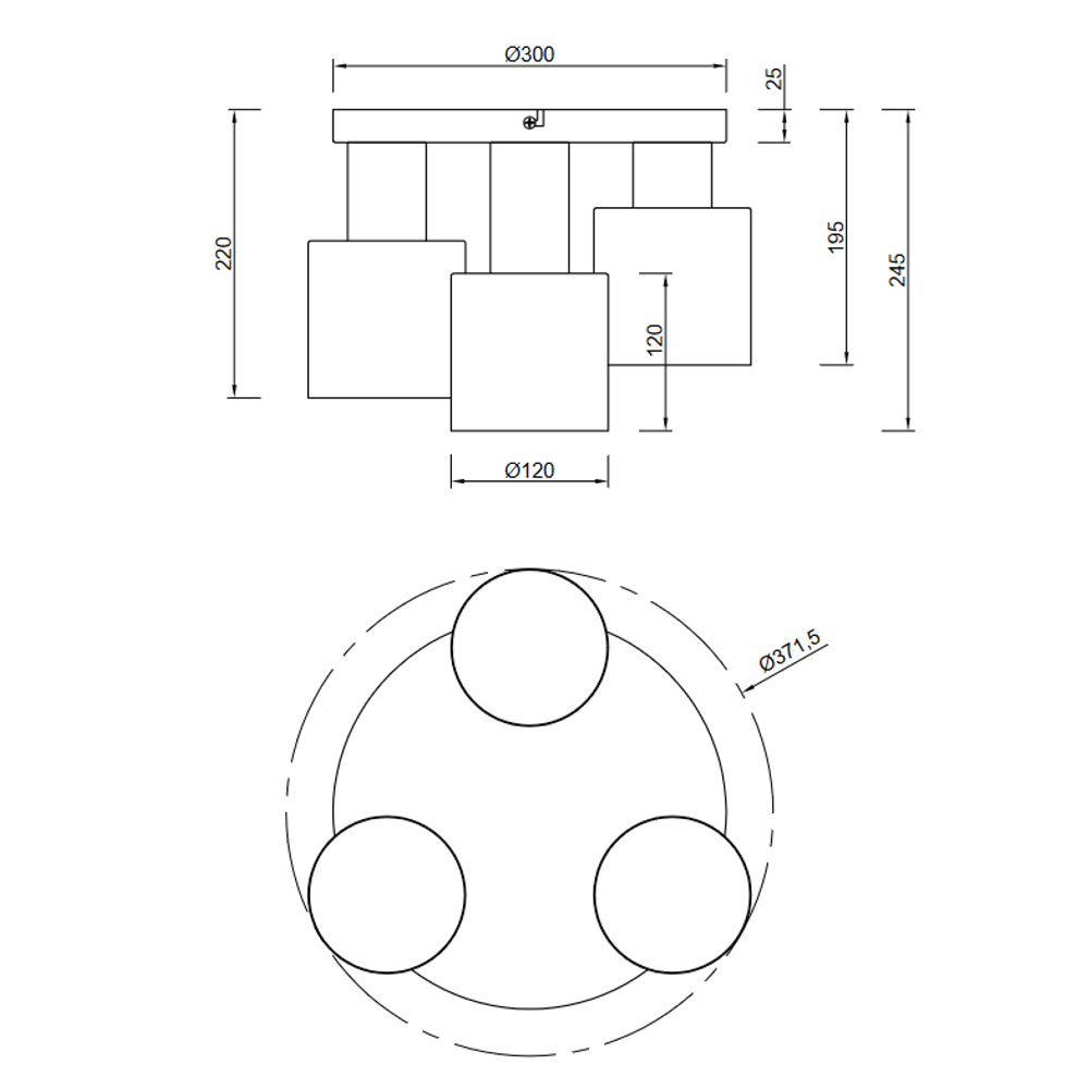 AGUDO-3 stropna lampa MULTIKOLOR 3XE27 slika 7