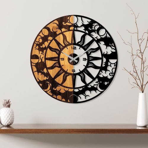 Wallity Ukrasni drveni zidni sat, Wooden Clock - 74 slika 1