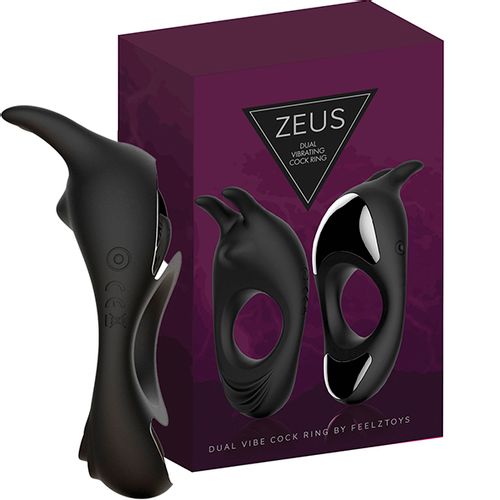 Vibracijski prsten za penis FeelzToys - Zeus, crni slika 2