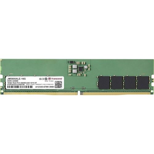 Transcend JM5600ALE-16G DDR5 16GB 5600MT/s, On-die ECC U-DIMM, CL46 1.1V, 288-pin 1Rx8 (2Gx8)x8 slika 1