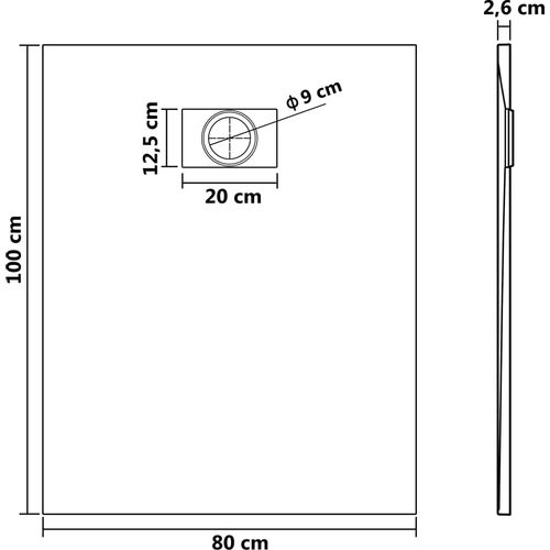 Kada za tuš SMC crna 100 x 80 cm slika 19