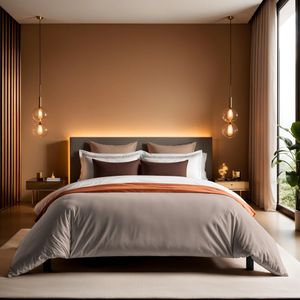 Ranforce king quilt cover (FR) (IT) Tonne Brune - Youthe, colour: beige