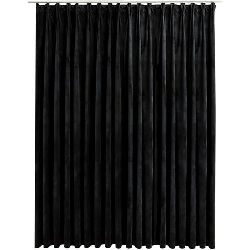 Zavjesa za zamračivanje s kukama baršunasta crna 290 x 245 cm slika 9