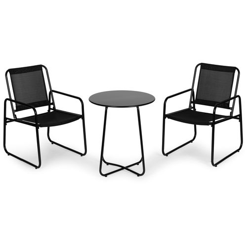Modernhome vrtna garnitura - stol i 2 stolice - crno slika 3