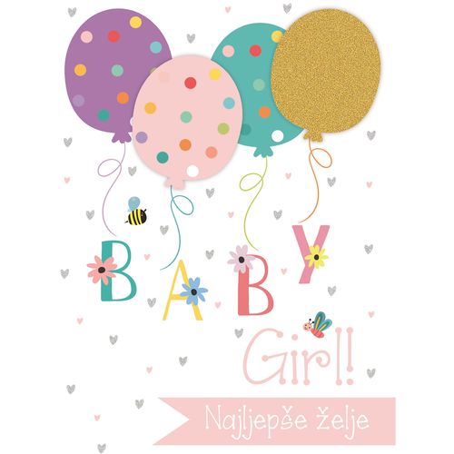 BABY GIRL NAJLJEPŠE ŽELJE - ČESTITKA slika 1