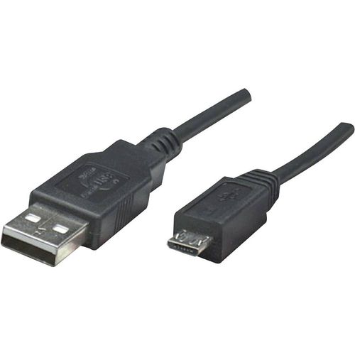 Manhattan USB 2.0 priključni kabel [1x muški konektor USB 2.0 tipa a - 1x muški konektor USB 2.0 tipa micro-B] 0.50 m crna UL certificiran Manhattan USB kabel USB 2.0 USB-A utikač, USB-Micro-B utikač 0.50 m crna UL certificiran 325677-CG slika 1