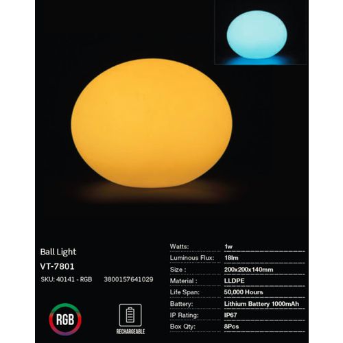 LED bežična punjiva rasvjeta — OVAL BALL slika 3