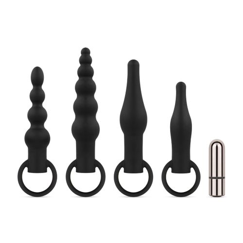 Set analnih čepova s bullet vibratorom Easytoys, crni slika 1