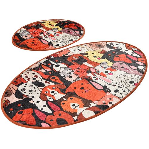 Dogs Multicolor Bathmat Set (2 Pieces) slika 2