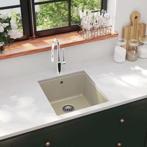Granitni kuhinjski sudoper s jednom kadicom bež slika 11