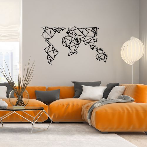 World Map Metal Decor 4 Black Decorative Metal Wall Accessory slika 3